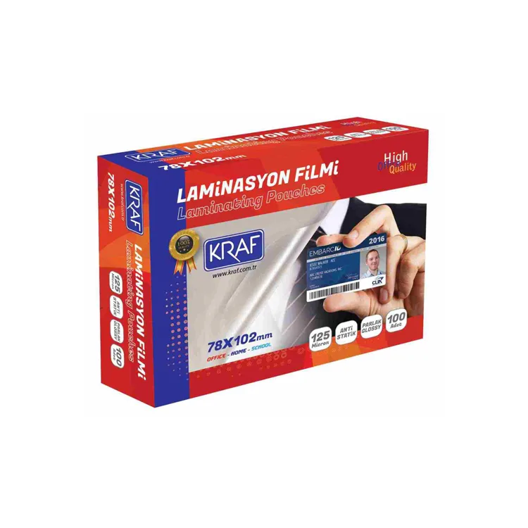 KRAF LAMİNASYON FİLMİ PARLAK 78X102mm 125 MİC 100'LÜ 2127