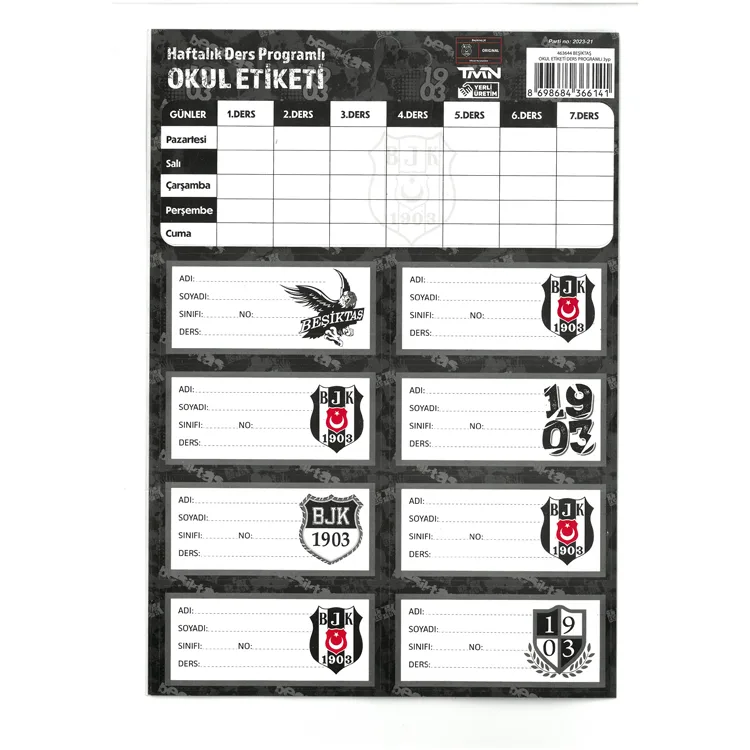 TMN BEŞİKTAŞ DERS PROGRAMLI OKUL ETİKETİ 3 YP - 463644