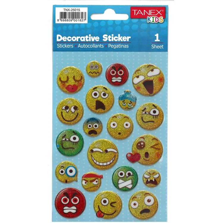 TANEX KIDS TNX-25015 DEKOTARİF ETİKETLER - KABARTMALI EMOJİ SERİSİ- 1 ADET