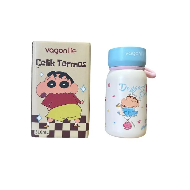 VAGONLİFE PASLANMAZ ÇELİK PİPETSİZ KULLANIM MATARA/TERMOS VGN10131 310ML DESENLİ MAVİ