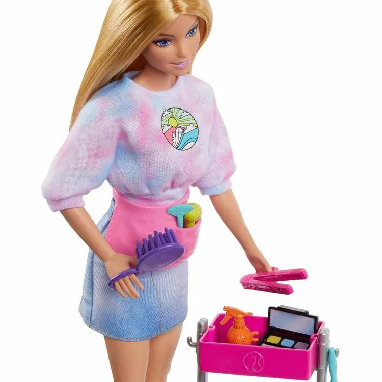 MATTEL HNK95-RA10 BARBIE MALIBU STİLİST BEBEK OYUN SETİ 3+