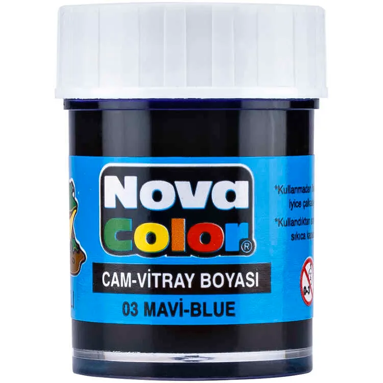 NOVA COLOR MAVİ 30 CC ŞİŞE SU BAZLI CAM BOYASI