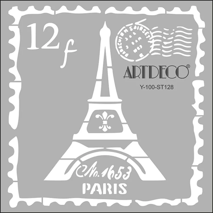 ARTDECO STENCİL 30X30CM PARİS POSTA PULU 128
