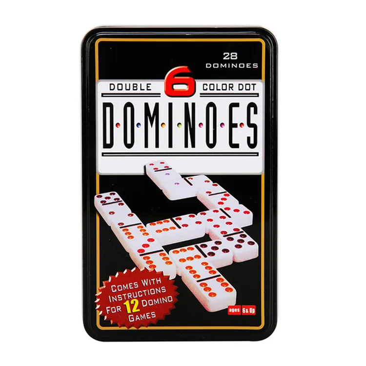 SUN-TPT-SML S00001352 DOMİNO 28Lİ RENKLİ TAŞLAR- SİYAH BEYAZ METAL KUTU