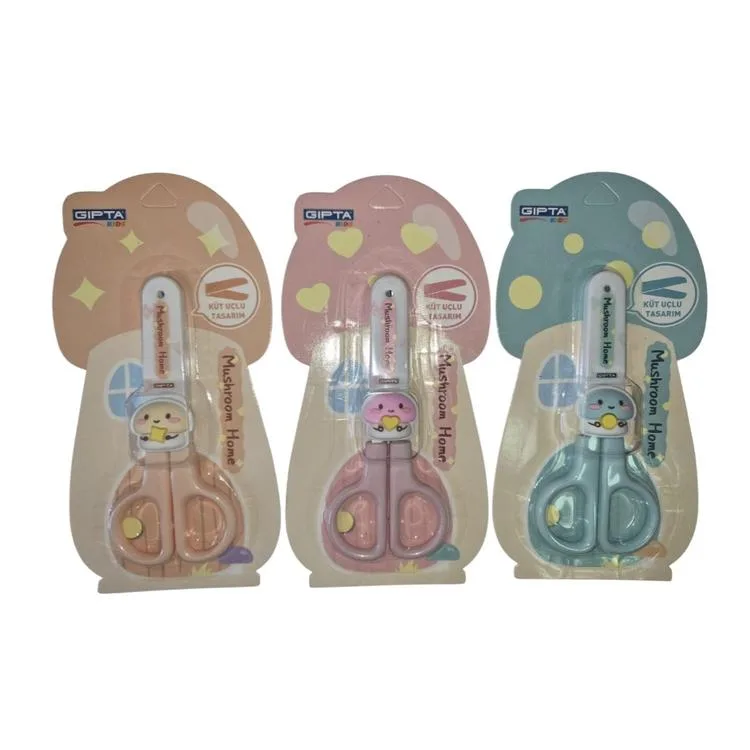 GIPTA K7242 MUSHROOM HOME KORUMALI BLISTERLİ KÜT UÇLU ÇOCUK MAKASI - TEKLİ