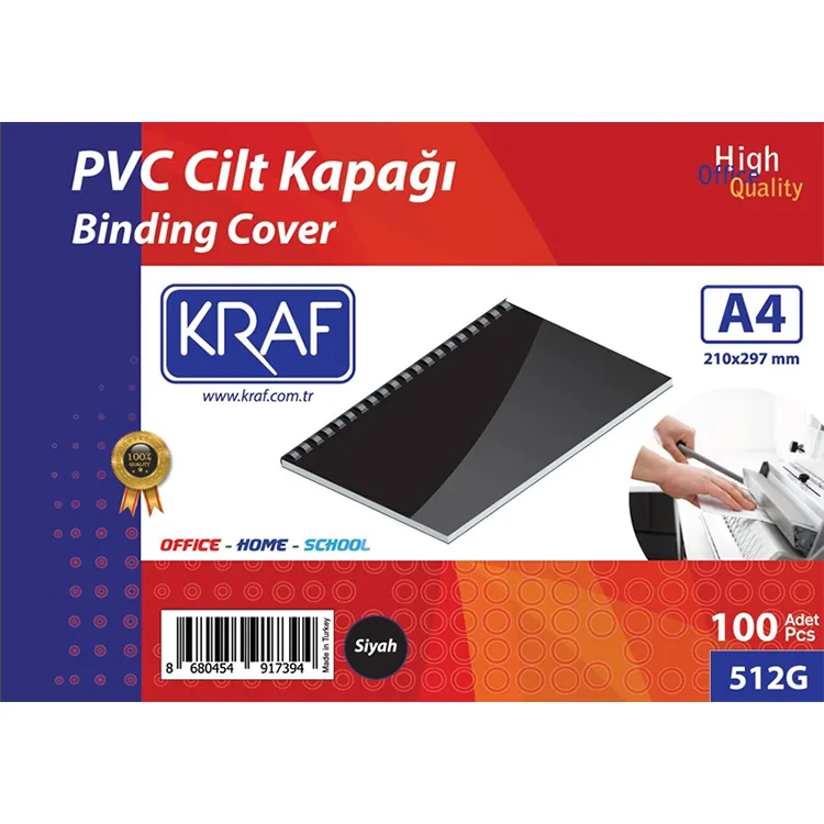 KRAF 512G CİLT KAPAĞI A4 160mic. 100'LÜ SİYAH
