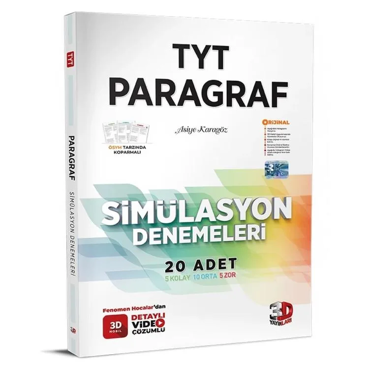 3D YAYINLARI TYT PARAGRAF SİMÜLASYON 20'li DENEMELE