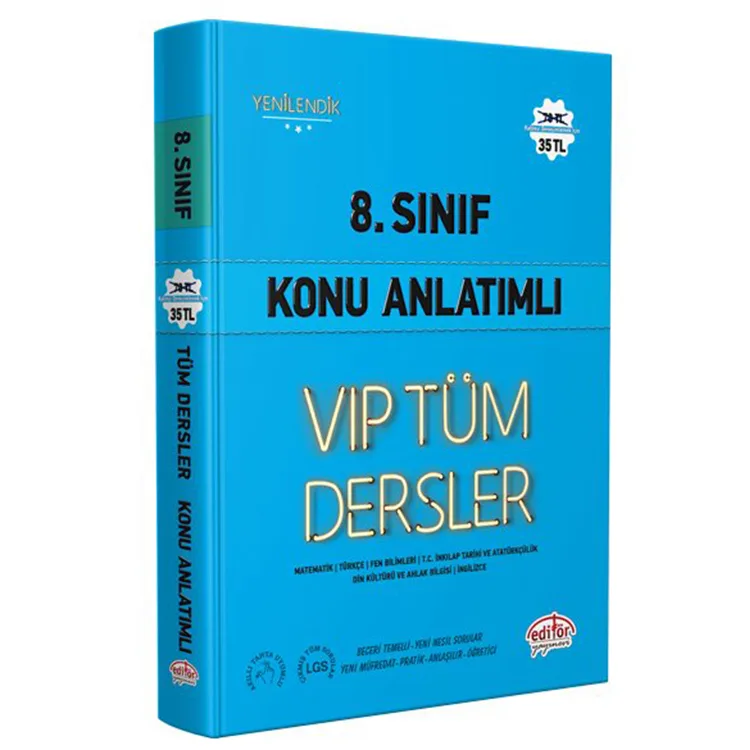 EDİTÖR 8. SINIF VİP TÜM DERSLER KONU ANLATIMLI MAVİ KİTAP