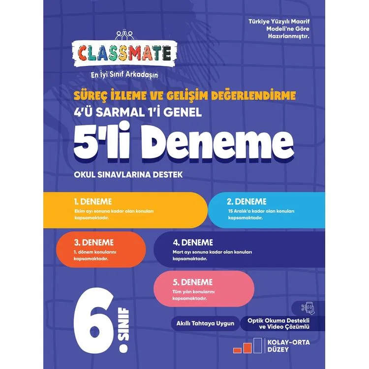 OKYANUS 6. SINIF CLASSMATE SÜREÇ İZLEME VE GENEL DEĞERLENDİRME 5'Lİ DENEME