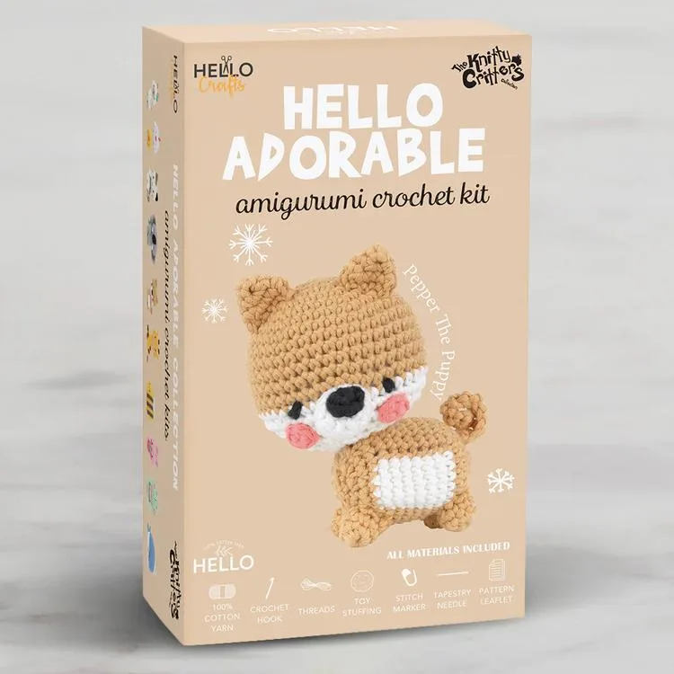 HELLO CRAFTS ADORABLE KC976 CROCHET AMIGURUMI ÖRGÜ KİTİ - KÖPEK PEPPER THE PUPPY (1 SET)