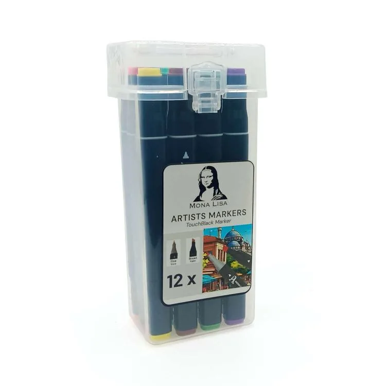 SÜDOR MONA LISA TM1-12 TOUCHBLACK ÇİFT UÇLU MARKER SAPLI PVC KUTU 12 RENK