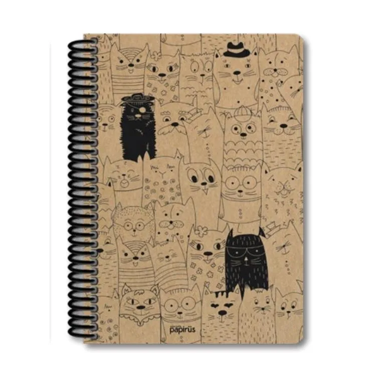 PAPİRÜS KRAFT SERT KAPAK SPİRALLİ 19X27 80YP. ÇİZGİSİZ (DÜZ) DEFTER