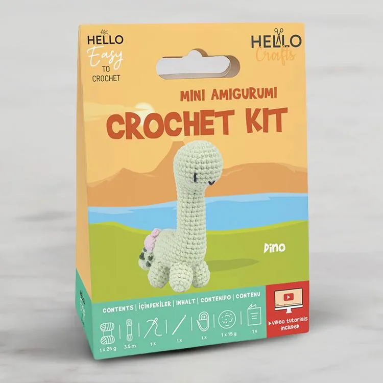 HELLO CRAFTS EASY HC131 CROCHET MİNİ AMIGURUMI ÖRGÜ KİTİ - SEVİMLİ DİNOZOR DİNO (1 SET)
