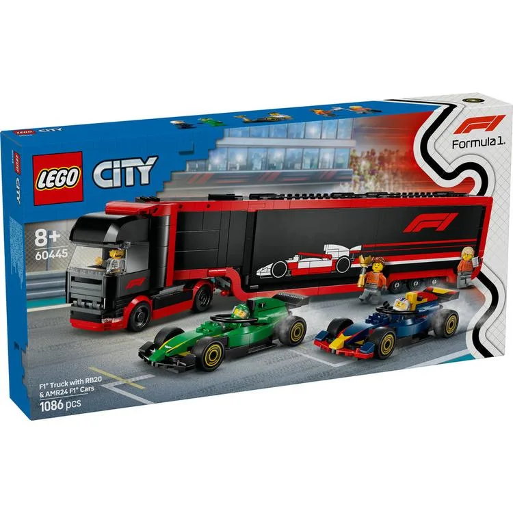 LEGO CITY 60445 F1 TRUCK WITH RB20 & AMR24 F1 CARS 1086 PARÇA 8+