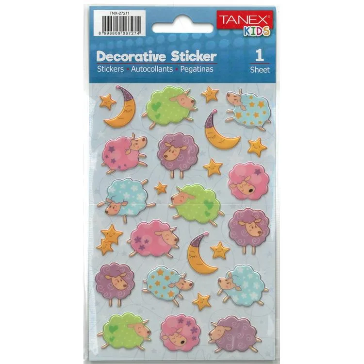 TANEX KIDS TNX-27211 DEKORATİF ETİKETLER - UYKUCU KOYUNLAR SERİSİ STICKER - TEKLİ