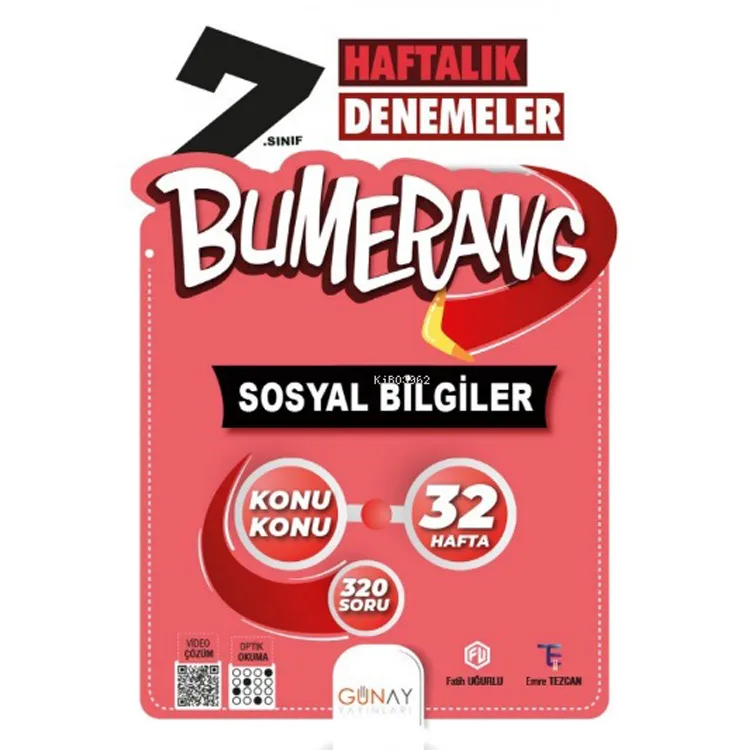 GÜNAY 7. SINIF BUMERANG 32 HAFTALIK SOSYAL BİLGİLER DENEMELERİ - 2025 MÜFREDAT