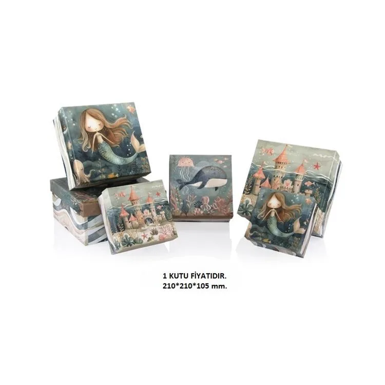 GIPTA OCEAN KARE HEDİYE KUTUSU BX2796 G NO:05 210x210x105 mm - TEKLİ