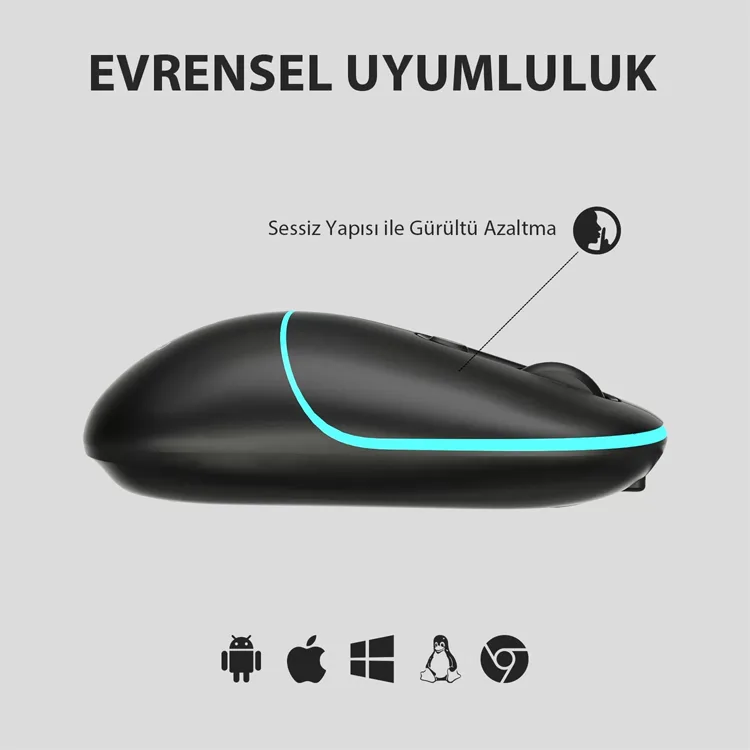 LENOVO LECOO WS210 1600 DPI 6 TUŞLU BLUETOOTH KABLOSUZ MOUSE SİYAH