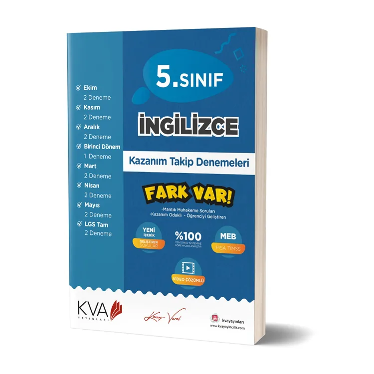 KORAY VAROL AKADEMİ 5. SINIF İNGİLİZCE FARK VAR KAZANIM TAKİP DENEMELERİ