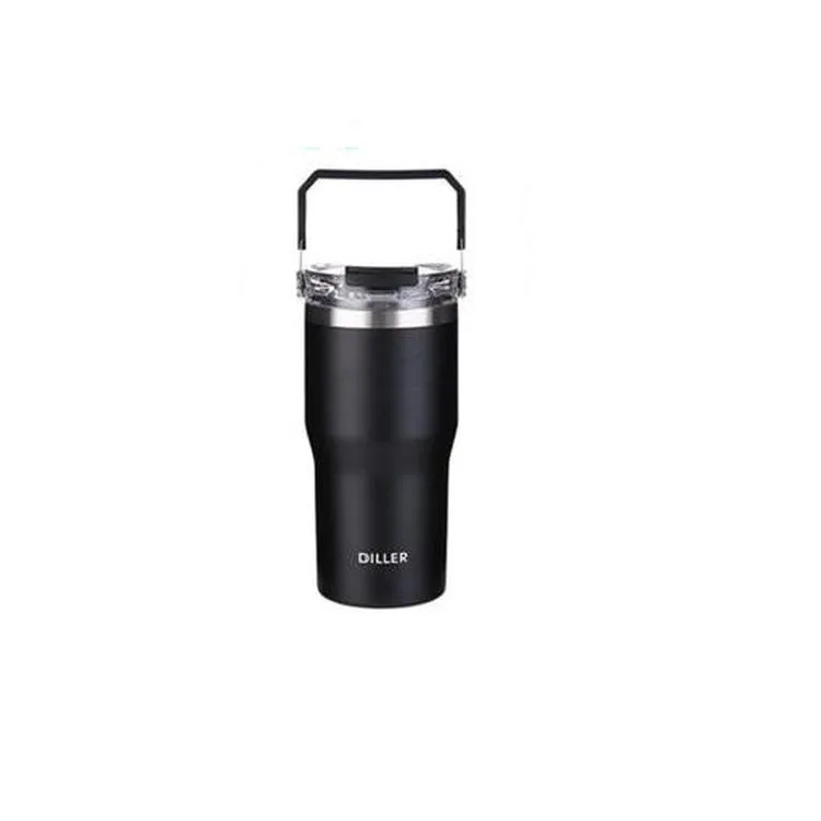 VAGONLİFE DILLER ÇELİK PİPETLİ / PİPETSİZ KULLANIM TUTMA SAPLI MATARA/TERMOS D9168 620ML BLACK
