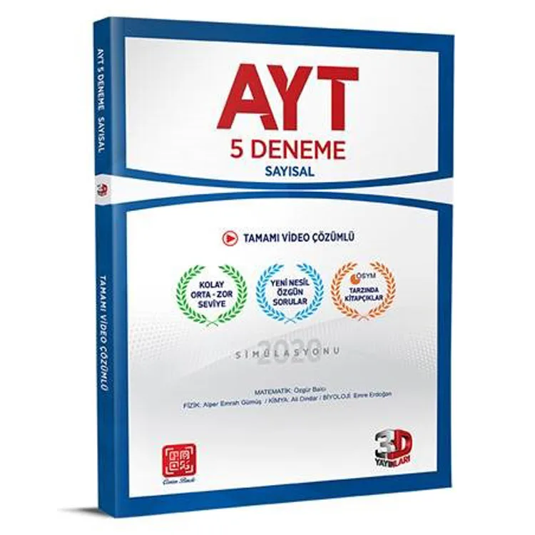 3D AYT TAMAMI VİDEO ÇÖZÜMLÜ 5'Lİ DENEME SAYISAL