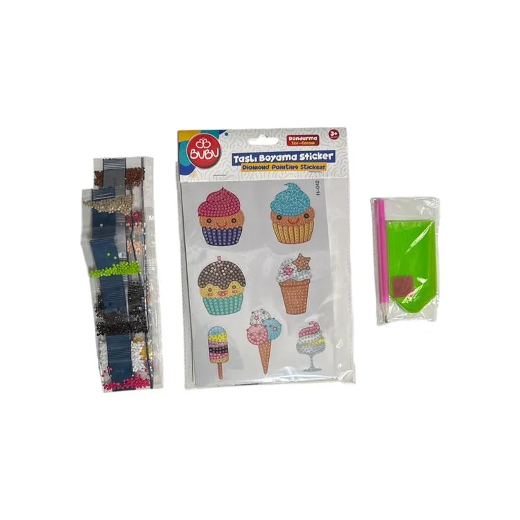 BU-BU AC0020 TAŞLI BOYAMA STICKER SETİ DONDURMA DESENLİ 3+