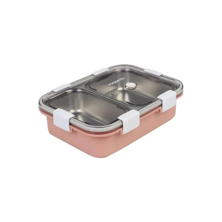 VAGONLİFE PASLANMAZ ÇELİK BÖLMELİ YEMEK KABI 2 BÖLMELİ - LUNCH BOX BL50442 800 ML - PEMBE