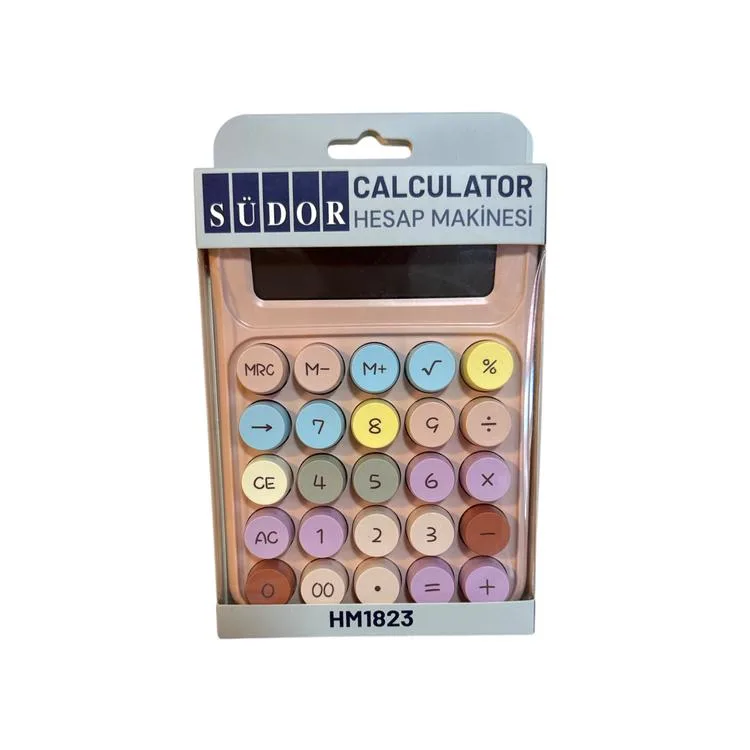SÜDOR HM1823 8 HANE RENKLİ YUVARLAK TUŞLU PASTEL M HESAP MAKİNESİ