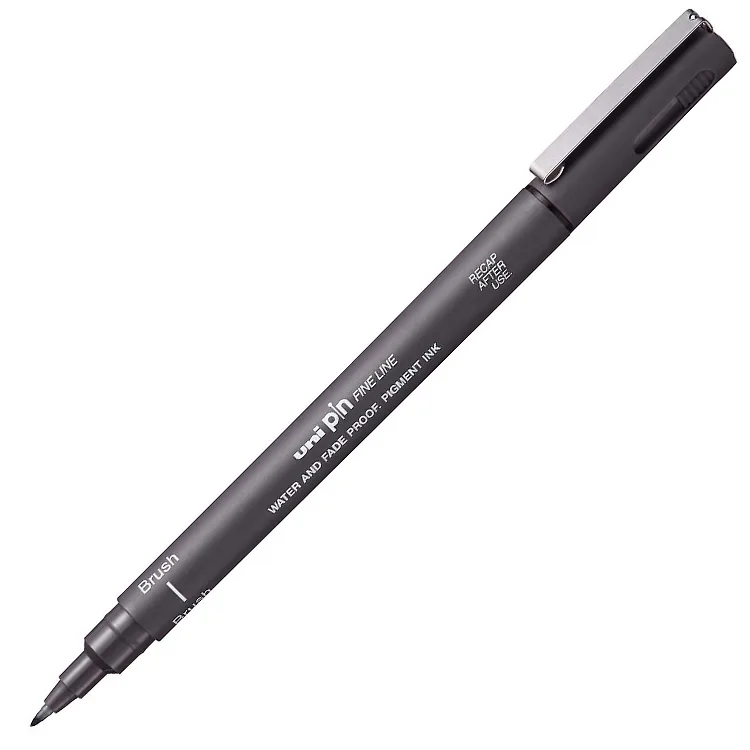 UNİ DRAWING PEN PINBR-200 FIRÇA UÇLU KALEM KOYU GRİ
