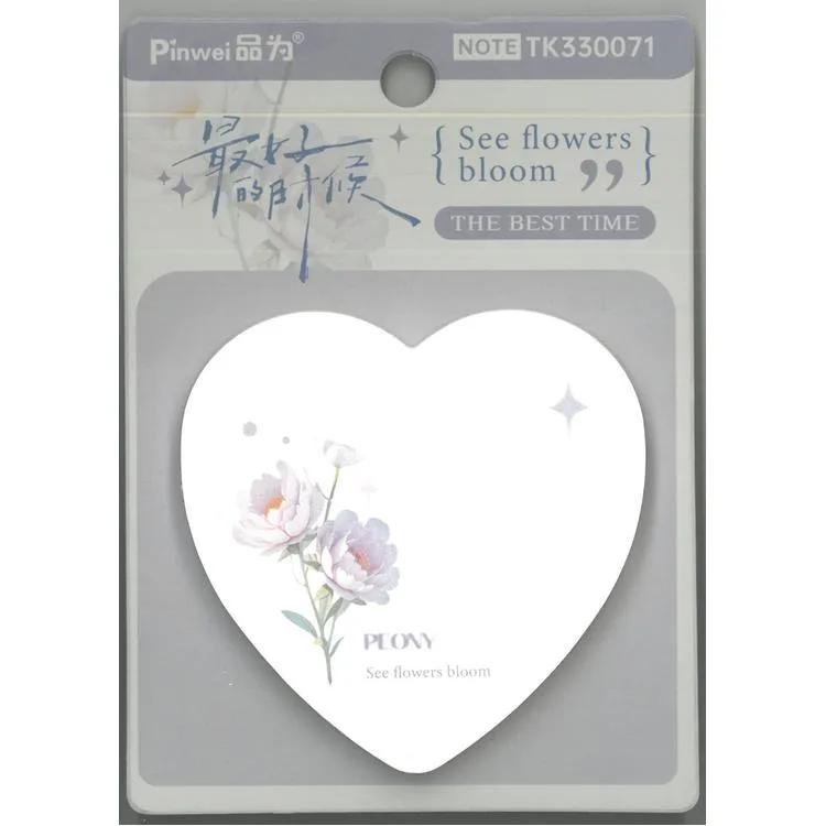 SÜDOR TK330071 DESENLİ KALP ŞEKLİLLİ YAPIŞKANLI NOT KAĞIDI 60 YP. 72x72mm. FLOWERS - TEKLİ