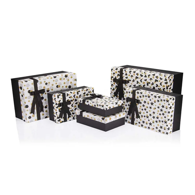 GIPTA BLACK WHITE GOLD DİKDÖRTGEN HEDİYE KUTUSU BX6856 E 230x315x125mm - TEKLİ