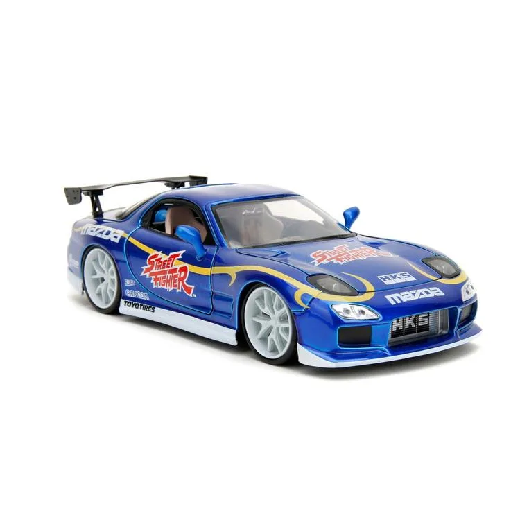 SİMBA JADA 3255062 STREET FIGHTER 1:24 CHUN-LI & 1993 MAZDA RX-7 DIE-CAST ARABA VE FİGÜR KUTULU 8+