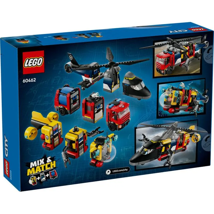 LEGO CITY 60462 HELICOPTER FIRE ENGINE & SUBMARINE REMIX 874 PARÇA 7+