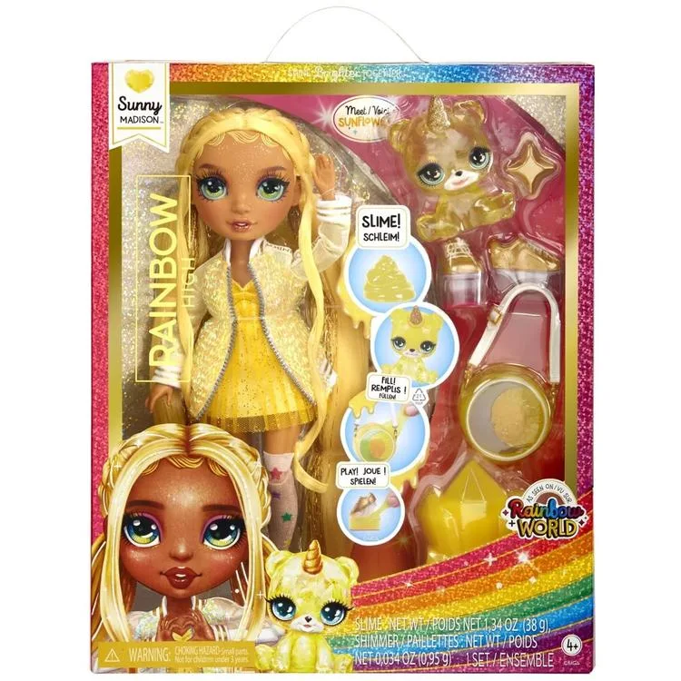 RAINBOW HIGH 120186 SUNNY MADISON MODA BEBEK PARLAK SLIME VE EVCİL HAYVAN 3+