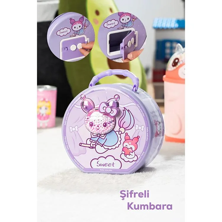 GİFTZEN S-276-C HELLO KITTY SAPLI ŞİFRELİ KİLİTLİ METAL KUMBARA 3+ - TEKLİ