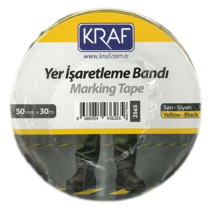 KRAF 2565 YER İŞARETLEME BANDI 50mm X 30m SARI-SİYAH TEKLİ