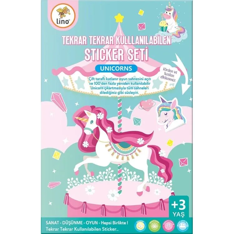 LİNO LS-402 TEKRAR TEKRAR KULLANILABİLEN STICKER SETİ - UNICORN