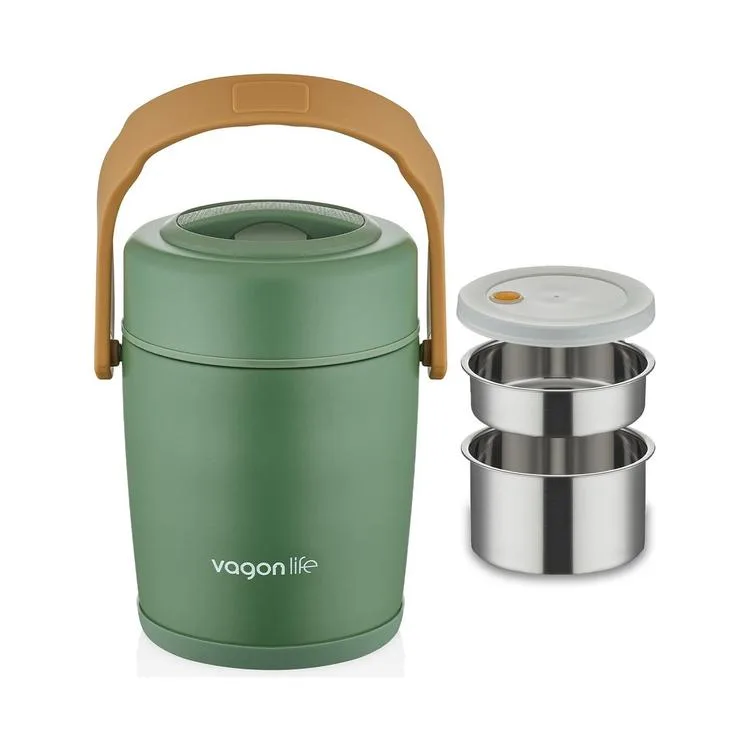 VAGONLİFE ÇELİK YEMEK KABI TEK HAZNELİ İKİ BÖLMELİ LUNCH BOX BL10082 1600 ML