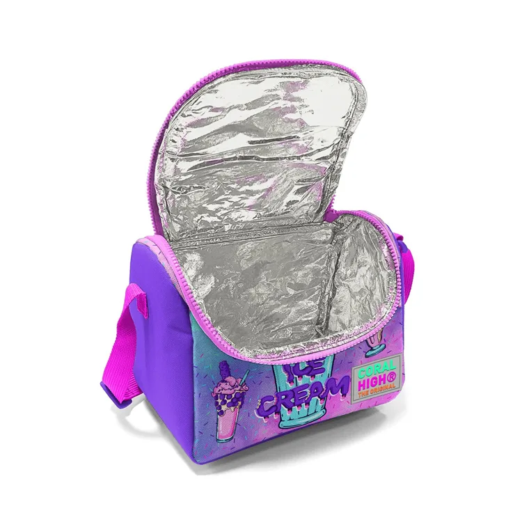 CORAL HIGH 11749 KIDS PEMBE MOR MILKSHAKE DONDURMA DESENLİ THERMO BESLENME ÇANTASI