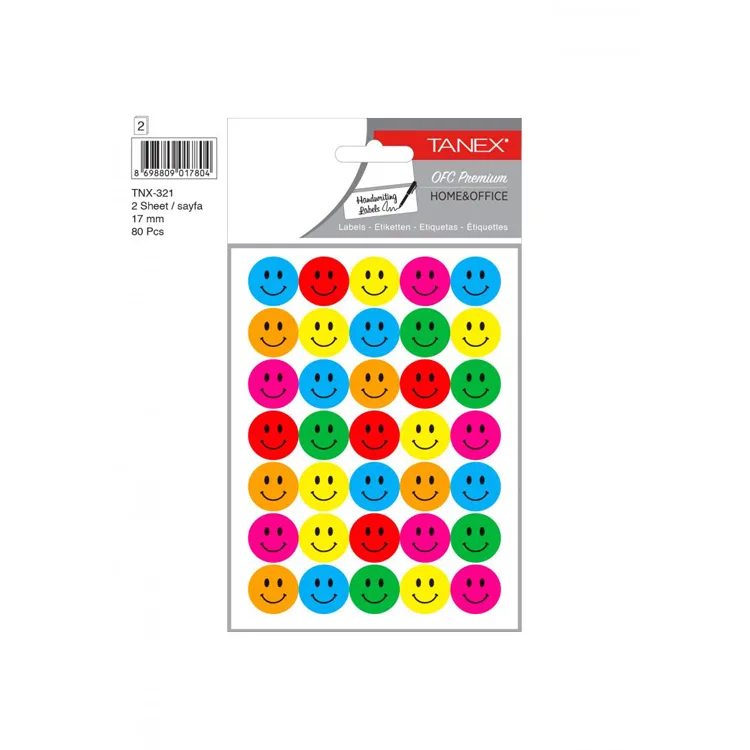 TANEX TNX-321 19mm. MIX GÜLEN YÜZ STICKER 2'Lİ