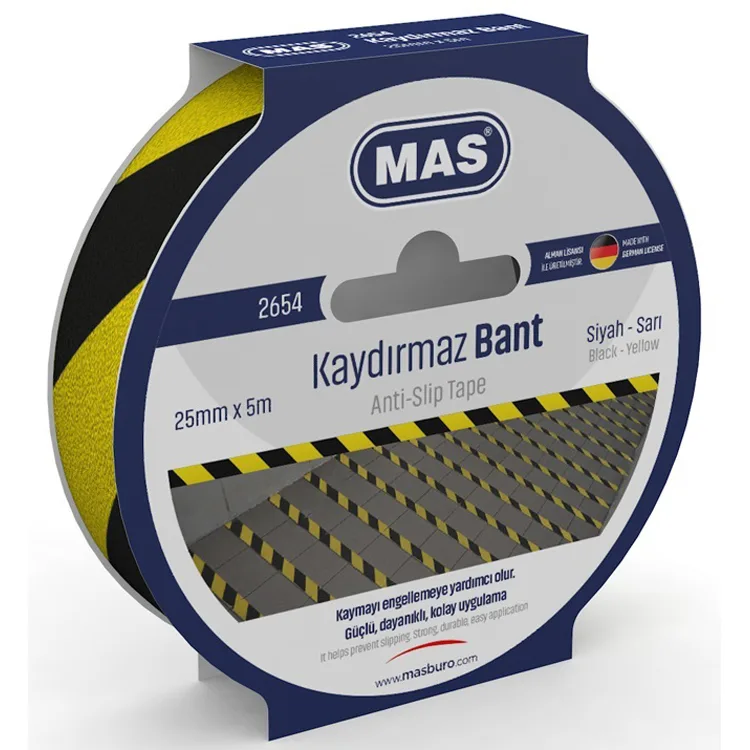 MAS 2654 KAYDIRMAZ BANT 25mmx5m ( SİYAH/SARI)