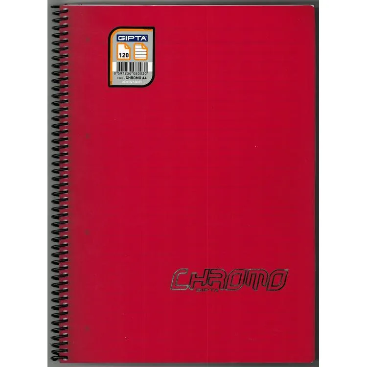 GIPTA CHROM-O SPİRALLİ PP. KAPAK A4 120YP.ÇİZGİLİ DEFTER - 1340
