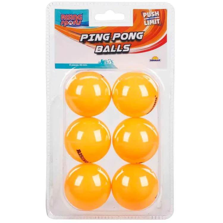 SUNMAN 7004 RISING SPORTS PİNPON TOPU 6'LI TEK KARTELA 40mm