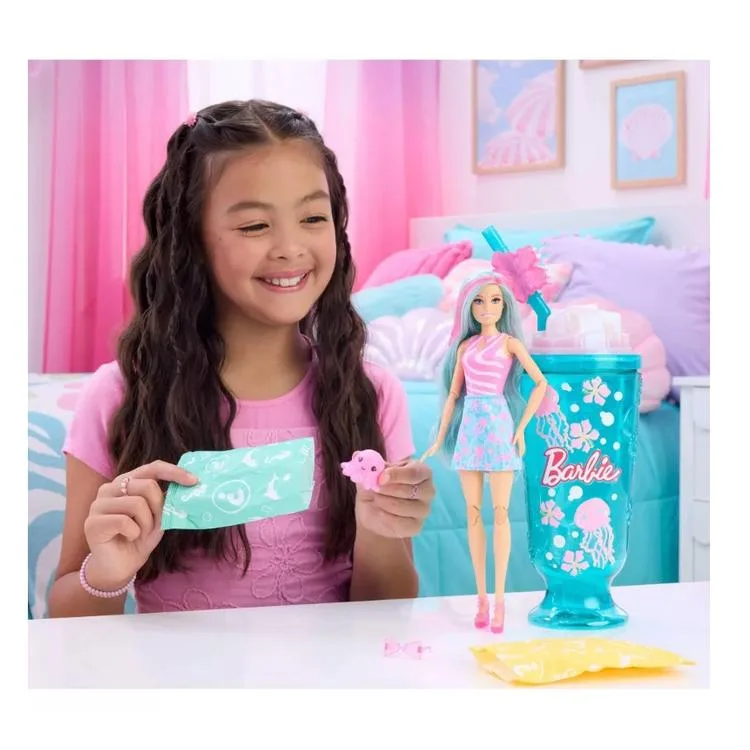 MATTEL JFY00/JKF62 BARBIE POP REVEAL DENİZ ESİNTİLİ YEŞİL BARDAK İÇECEK DENİZANASI TEMALI SÜRPRİZ SERİ 3+