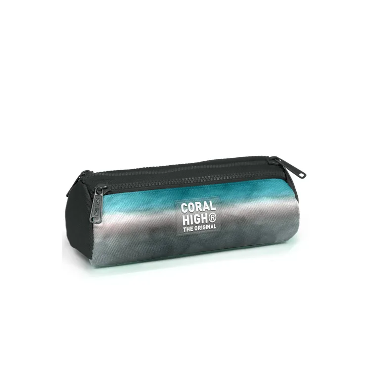 CORAL HIGH 22068 KIDS TURKUAZ GRİ BATİK DESENLİ ÜÇ BÖLMELİ KALEM ÇANTASI
