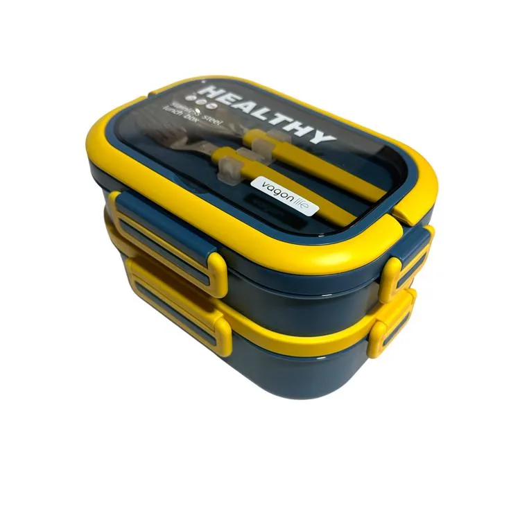 VAGONLİFE ÇELİK YEMEK KABI 2 KATLI LUNCH BOX 1330ml - VGN6715 MAVİ