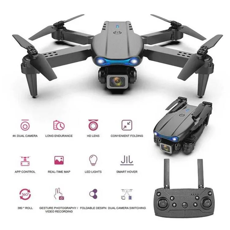 LİMON OYUNCAK E99 DRONE PRO FOTOĞRAF VİDEO ÇİFT KAMERA 4K HD KAMERA IŞIKLI 14+