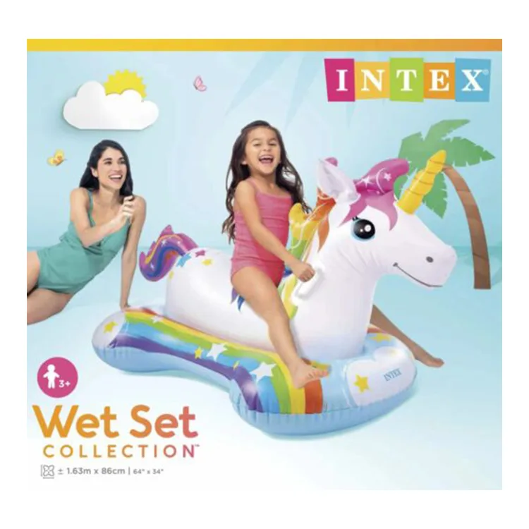 İNTEX WET SET 57552NP ŞİŞİRİLEBİLİR UNİCORN SİHİRLİ BİNİCİ- TUTMAÇLI 163x86cm