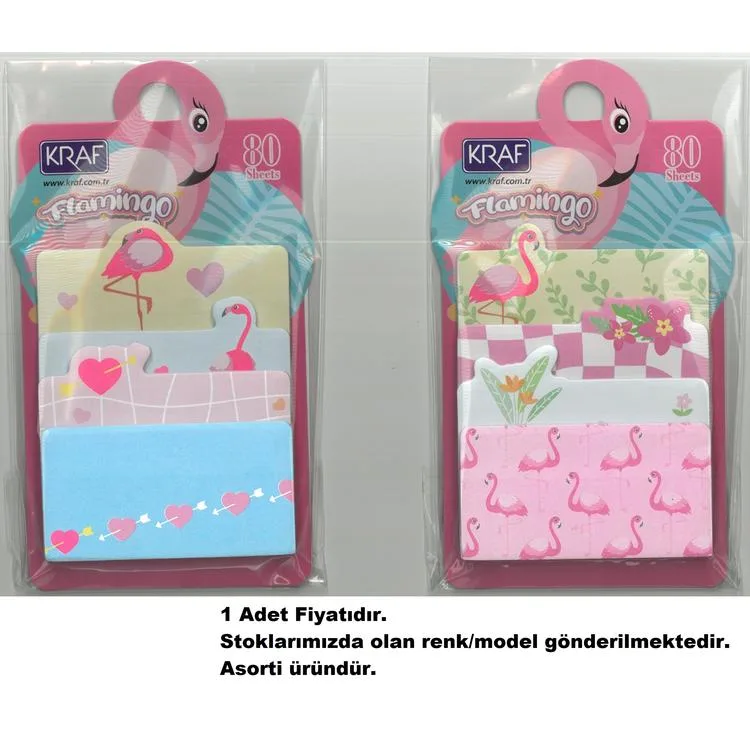 KRAF 2216FL FLAMINGO YAPIŞKANLI NOT KAĞIDI 1 SET 4 x20/ 80 YP.