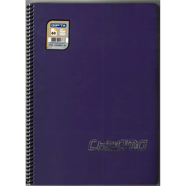 GIPTA CHROMO SPİRALLİ PP. KAPAK A4 60YP. ÇİZGİLİ DEFTER - 1978
